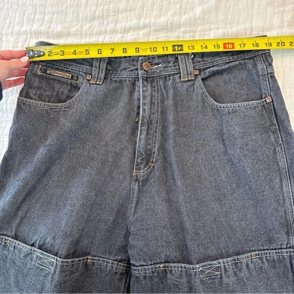 Snoop Dog Baggy Y2K Jeans 38 Stitched Black 90s Hip Hop Streetwear Skate FLAWED!